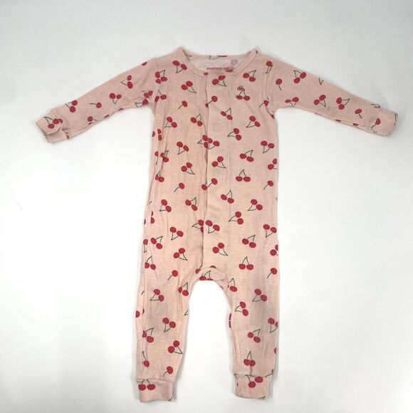 Simply Magnetic Me Other - Simply Magnetic Me Coverall Baby Girl 9-12 Months Pink Cherry Print Footless